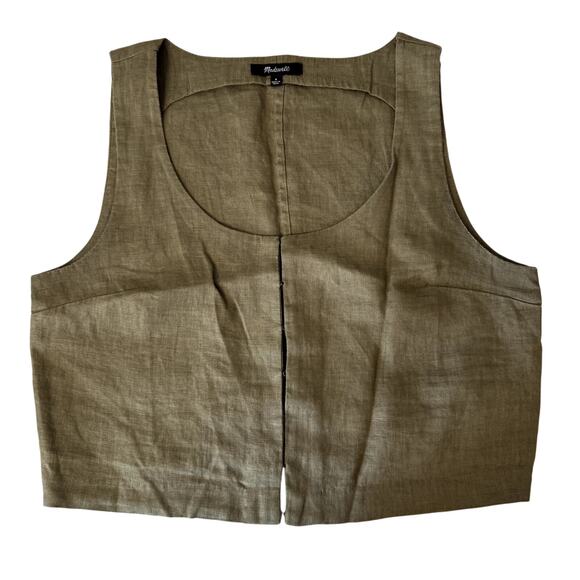 Scoopneck Crop Tank in 100% Linen - Picture 3 of 5